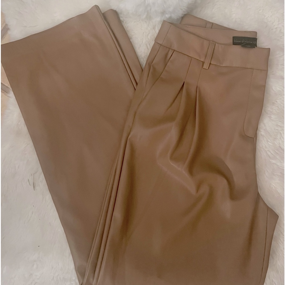 PRICE DROP!! House of Harlow 1960 High Rise Soft Faux Leather Brown Wide Pant 10